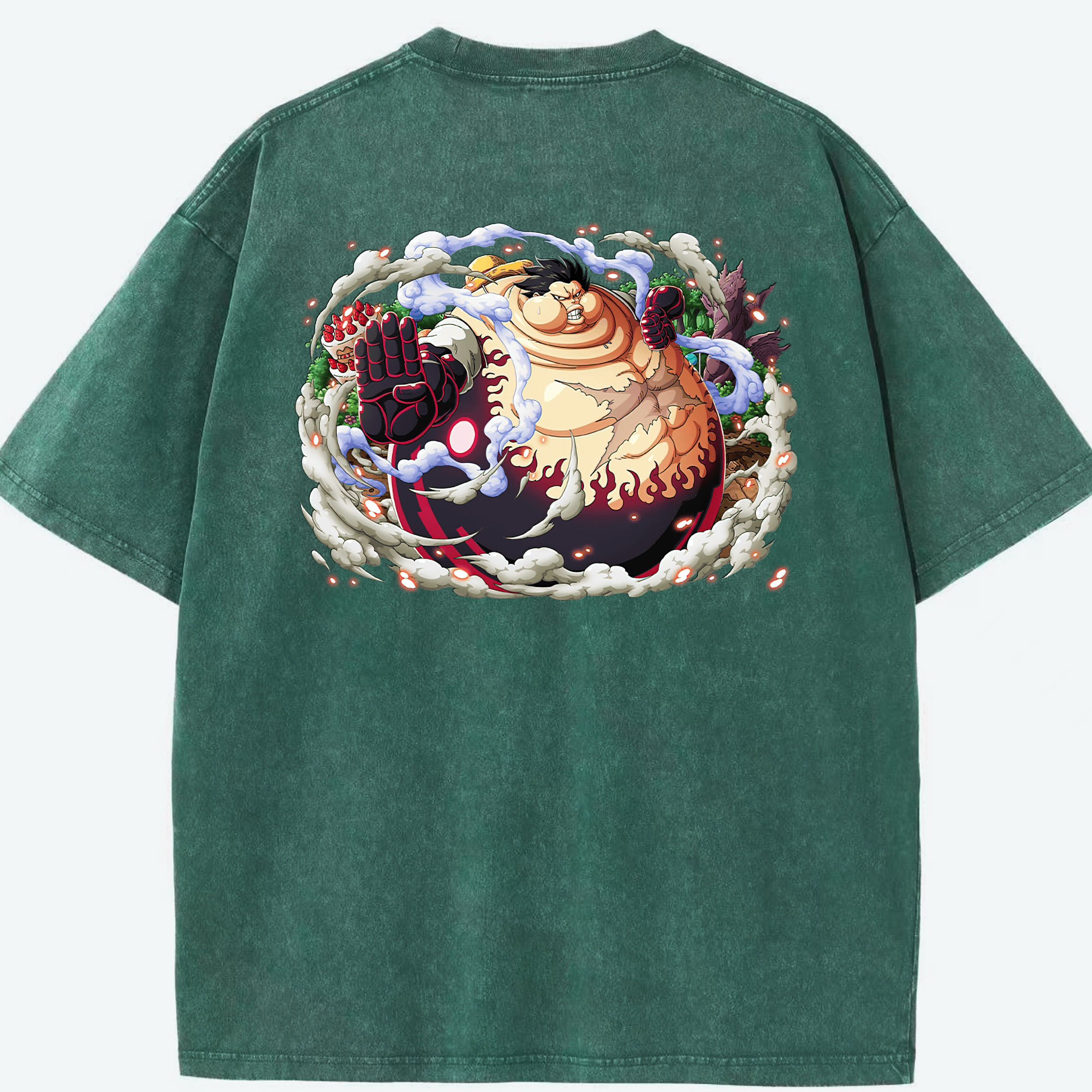 ワンピース モンキー・D・ルフィ ONE PIECE Monkey D. Luffy 綿100% ヴィンテージ風 半袖Tシャツ（背面プリント）